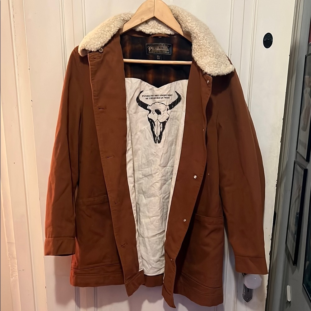 Pendleton Brown Corduroy Western Ranch Jacket with Cream Sherpa Collar